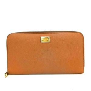 DOLCE&GABBANA Logo Leather Zip Around Long Wallet